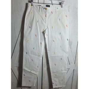 Talbots White Relaxed Fit Embroidered Pineapple Chino Pants Size 4